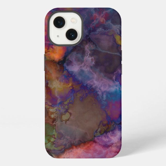 Peacock Ore Chalcopyrite Colorful Marble Pattern Iphone Case (Back)