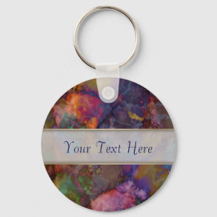 Peacock Ore Chalcopyrite Marble Keychain