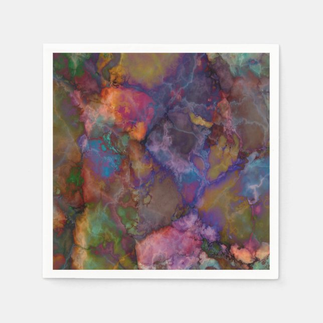 Peacock Ore Chalcopyrite Marble Paper Napkins (Front)