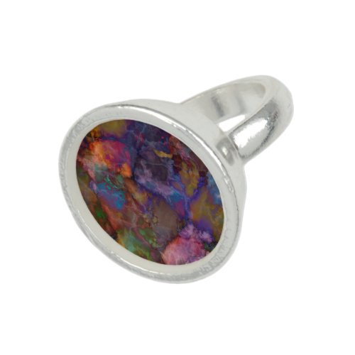 Peacock Ore Chalcopyrite Marble Ring