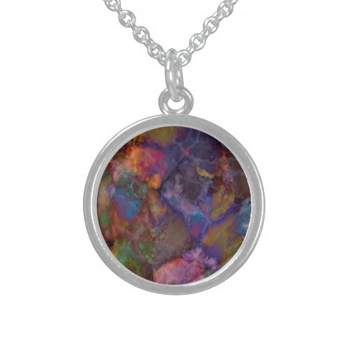 Peacock Ore Chalcopyrite Marble Sterling Silver Necklace