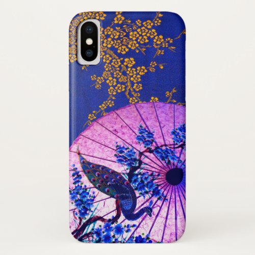 Peacock oriental parasol japanese cherry blossom iPhone x case