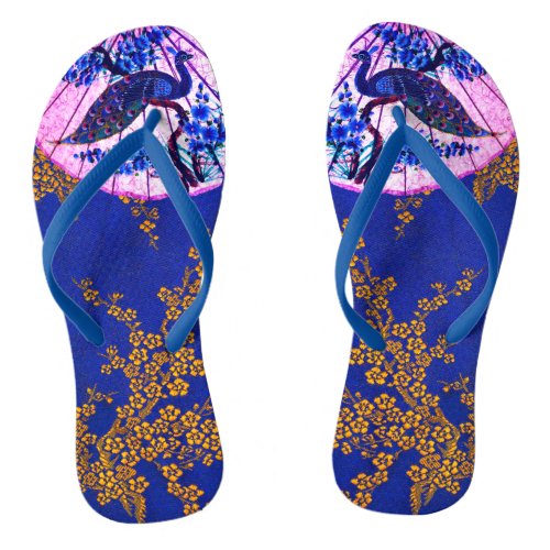 Peacock oriental parasol japanese cherry blossoms flip flops