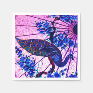 Peacock oriental parasol japanese cherry blossoms napkins