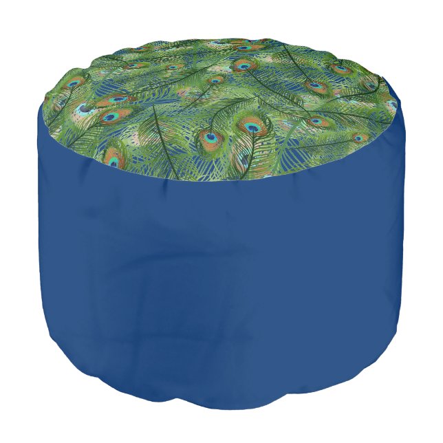 Peacock Ottoman Pouf (Angled Front)