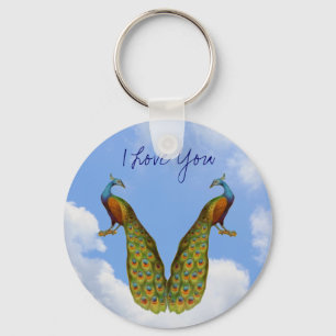 Peacock Pair I Love You Keychain