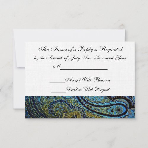 Peacock Paisley Indian Wedding Invitation RSVP