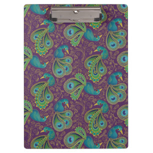 Peacock Paisley Pattern Purple Clipboard
