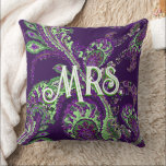 Peacock Paisley Purple and Green Choose Colors Throw Pillow<br><div class="desc">Purple and Green Vintage Peacock Paisley Wedding  Vintage Paisley   


 Vintage Paisley</div>