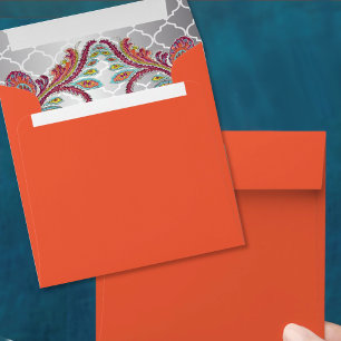 Peacock Paisley Silver Moroccan Tile Pattern Envelope