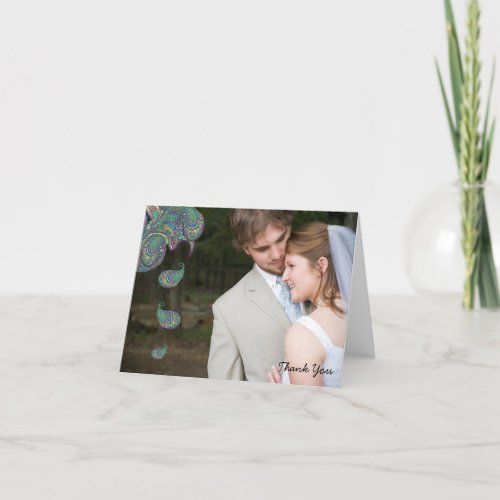 Peacock Paisley Wedding Thank You Note Cards