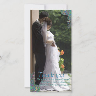 Peacock Paisley Wedding Thank You Photo Cards