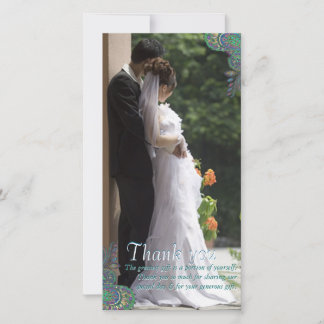 Peacock Paisley Wedding Thank You Photo Cards