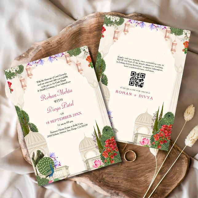 Peacock Palm Garden Indian Colorful Wedding Invitation (Creator Uploaded)