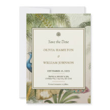 Peacock Palm Photo Back Wedding Save the Date