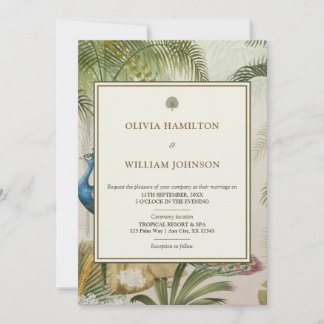 Peacock Palm Wedding Invitation