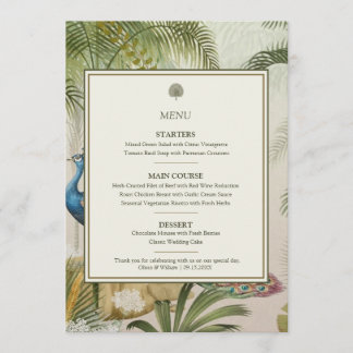 Peacock Palm Wedding Menu