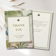 Peacock Palm Wedding Thank You Card