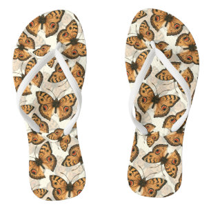 Peacock pansy butterfly pattern flip flops
