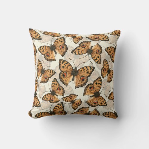 Peacock pansy butterfly pattern throw pillow