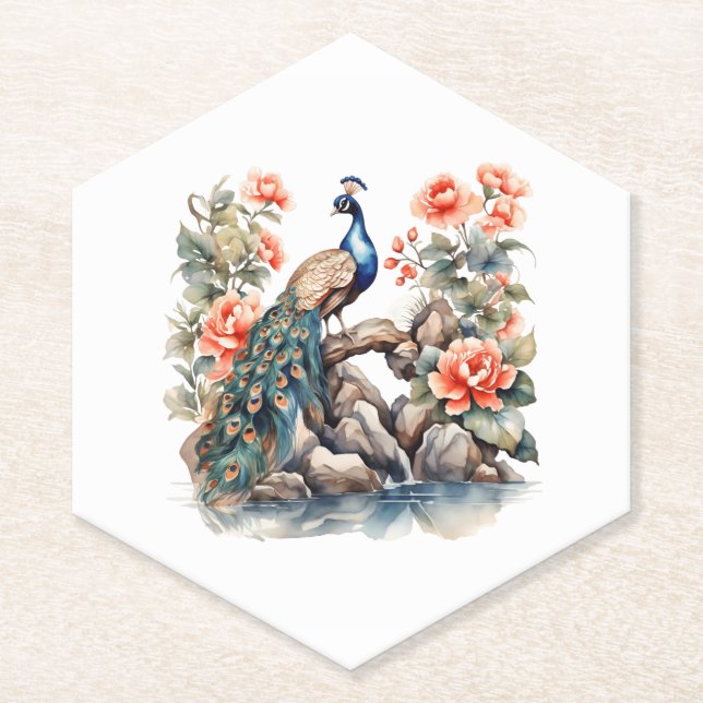 Peacock Paper Coaster (Front)