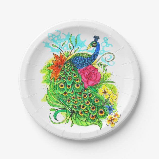 Peacock Paper Plates (Front)