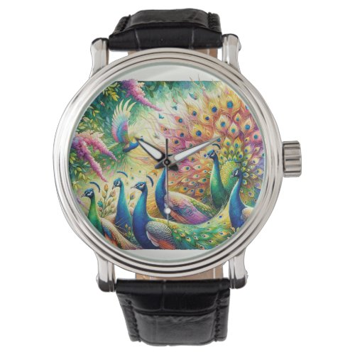 Peacock Parade 3 _ Watercolor Watch