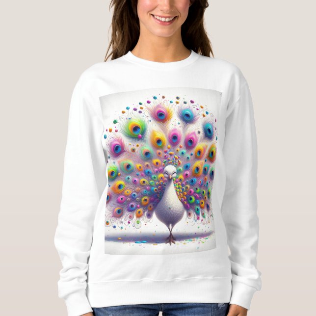 "Peacock Parade: Multicolor Women's Tee" Sweatshirt (Front)