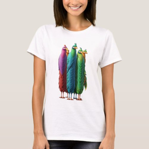 Peacock Parade Vibrant Feathers T_Shirt Designs
