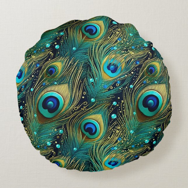 Peacock Passion Throw Pillow (Back)