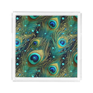 Peacock Passion Throw Pillow Acrylic Tray