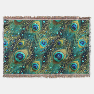 Peacock Passion Throw Pillow Blanket