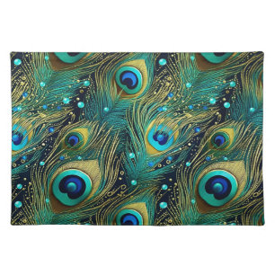 Peacock Passion Throw Pillow Cloth Placemat