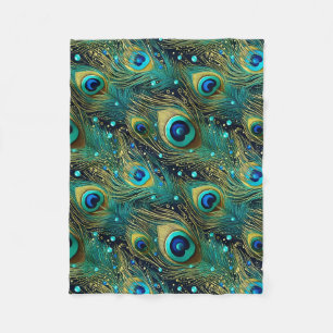 Peacock Passion Throw Pillow Fleece Blanket