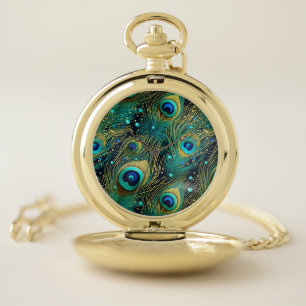 Peacock Passion Throw Pillow Pocket Watch