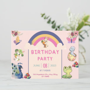 Peacock Patina and beautiful animals birthday Invitation