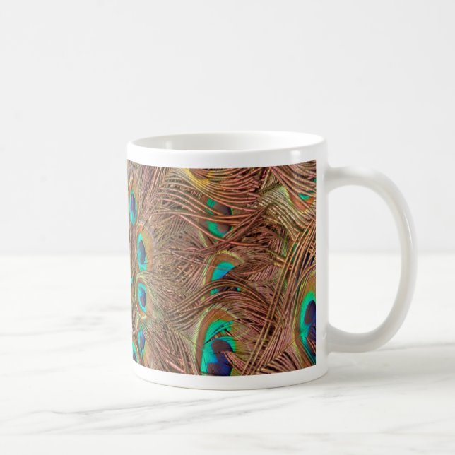 Peacock pattern Background Coffee Mug (Right)