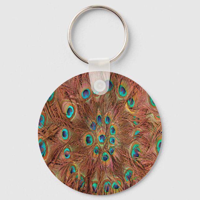 Peacock pattern Background Keychain (Front)
