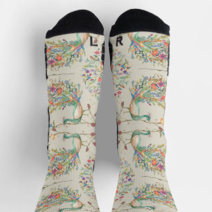 Peacock Pattern, Beautiful Tropical Floral Socks