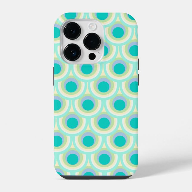 Peacock pattern mint aqua green iphone case (Back)