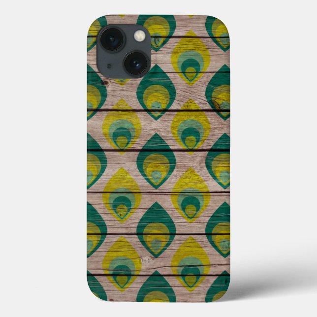Peacock Pattern On Wood iPad Mini Retina Case (Back)