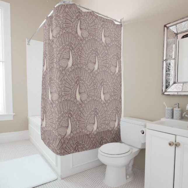 peacock pattern shower curtain (In Situ)