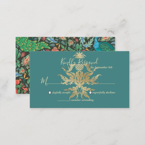 Peacock Pattern Teal Enclosure Card