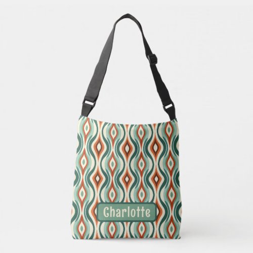 Peacock Pattern Teal Personalized Crossbody Bag