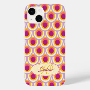 Peacock pattern yellow pink name Case-Mate iPhone 14 case