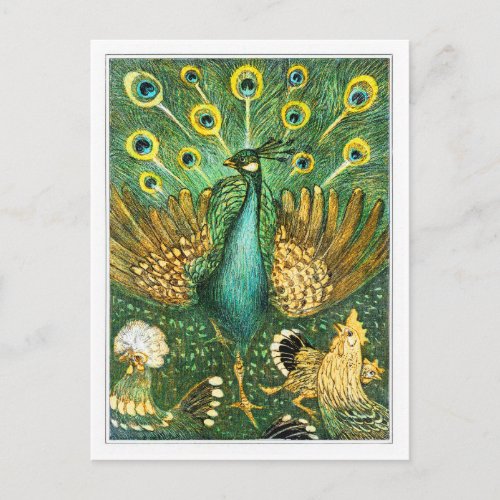 Peacock _ Pauw met kippen _ Theo van Hoytema Postcard