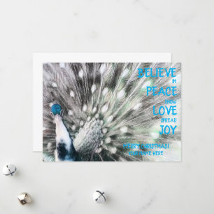 Peacock - PEACE, LOVE, JOY Flat Holiday Card