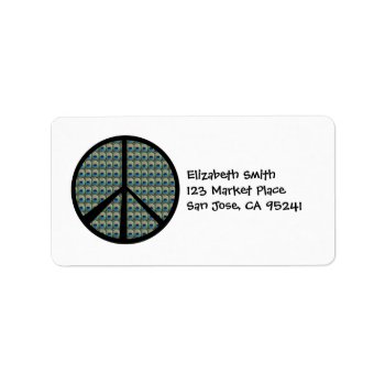Peacock Peace Sign Address Labels by ChristyWyoming at Zazzle