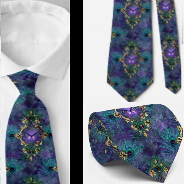 Peacock Peacock Butterflies Neck Tie Necktie (Creator Uploaded)