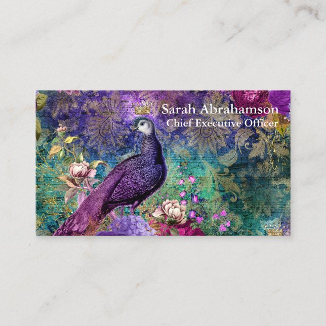 Peacock Peacocks Colorful Business Cards (Front)